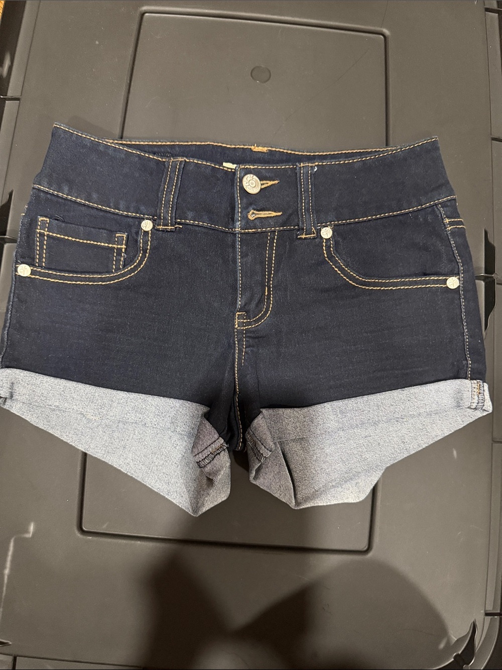 Paris Blues Dark Indigo Cuffed Denim Shorts